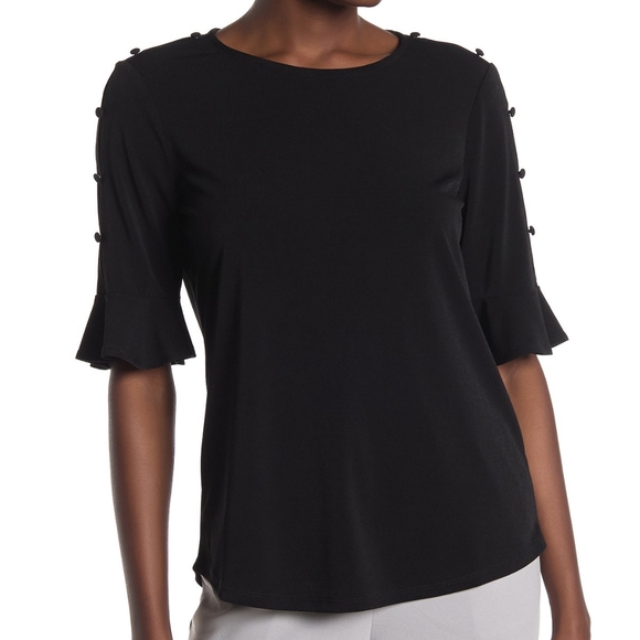 Adrianna Papell Tops - nwt Adrianna Papell Black Bell Sleeve Blouse Top M